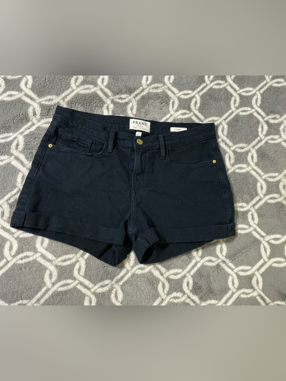 FRAME Le Cutoff Shorts Size 29 Deep Blue Dive Dark Wash Denim Made USA